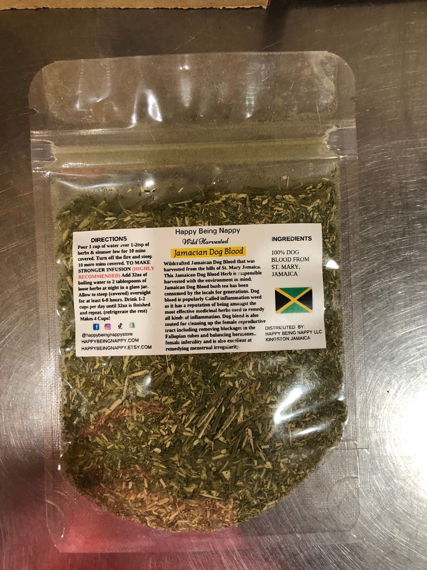Jamaican Dog Blood Herb | Bush Tea | Wildcrafted from Jamaica | Responsible Harvested | 100% Natural |Now comes in clear bag.