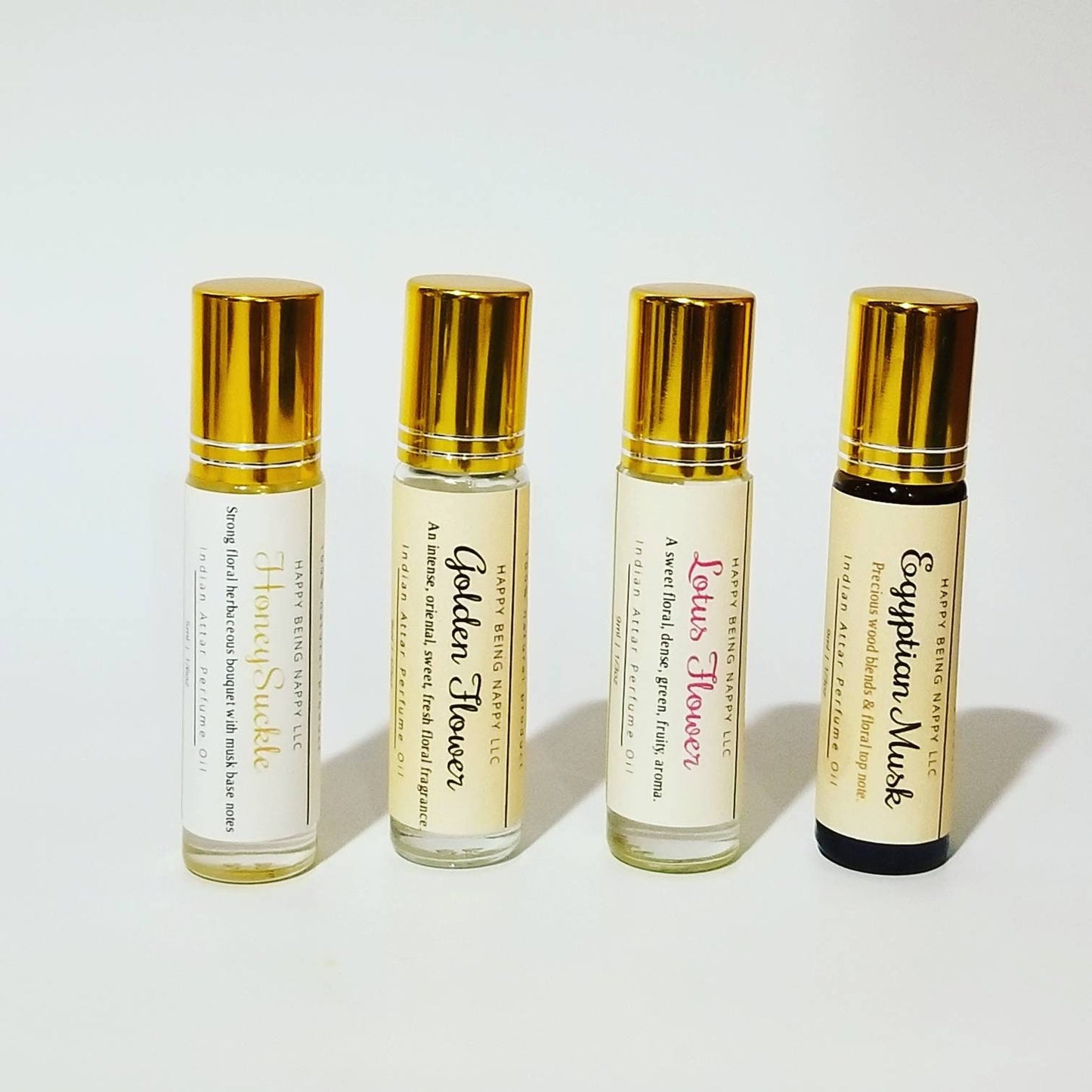 Superior Egyptian Musk - Golden Flower - Honeysuckle - Lotus Flower - ATTAR Perfume Oils Bundle