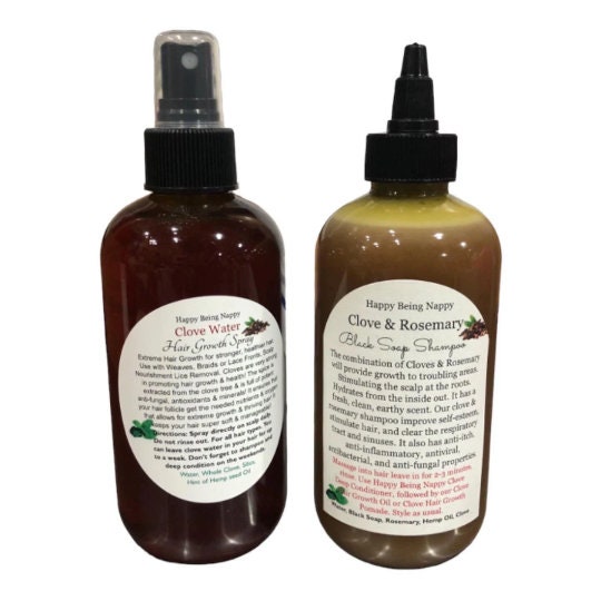 Clove & Rosemary Black Soap Shampoo + Clove Water Hair Growth Spray SET