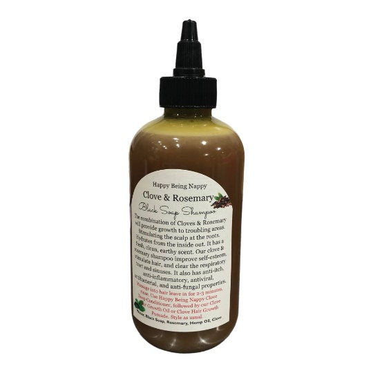 Clove & Rosemary Black Soap Shampoo - 8oz. Bottle