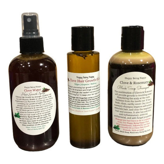 Clove Hair Growth Oil | Clove Rosemary Shampoo | Clove Water Spray SET of 3