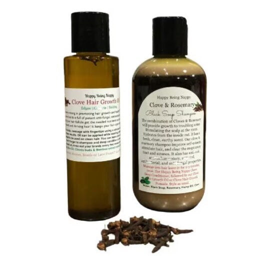 NEW Clove Hair Oil & Clove and Rosemary Black Soap Shampoo SET of 2