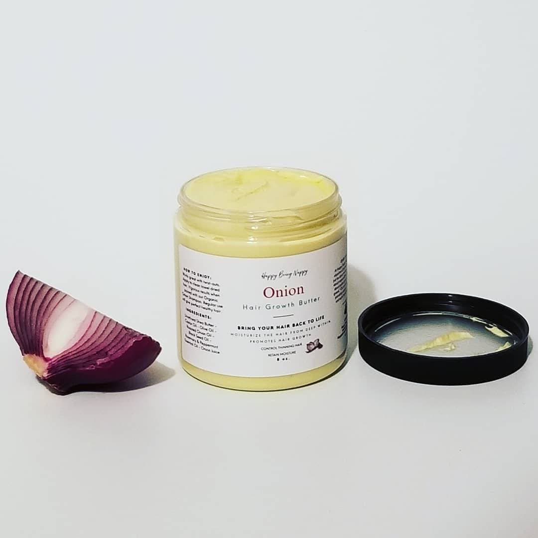 Onion Hair Growth Butter - Pomade | Edges | Alopecia | Balding | Natural hair products | DHT blocker | fast hair growth | detangle 8oz