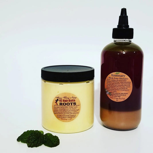 Black Soap Rosemary Shampoo + Roots 4C Hair Butter Bundle
