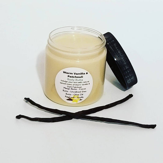 Vanilla Patchouli Body Butta - 8oz Jar. (EXRTA STRENGH) Slightly melted (reduced for quick sale)