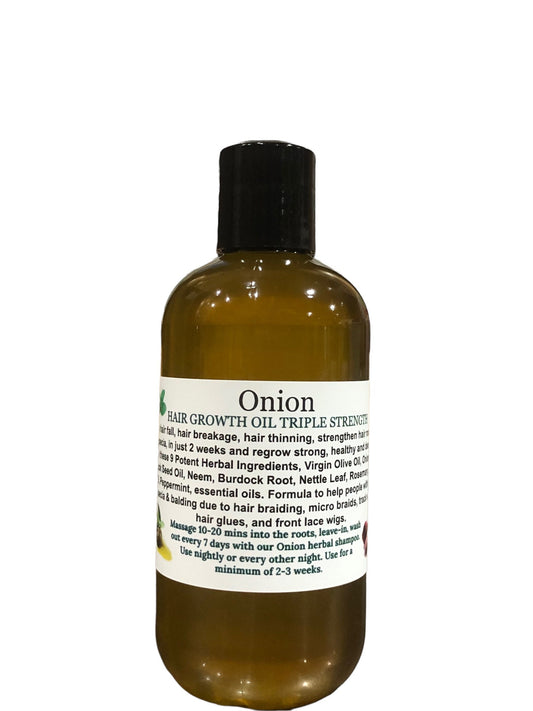 Red Onion Hair Growth Oil | EXTRA Strength | Fast Hair Growth | Edges | Alopecia | Balding | DHT blocker | TRIPLED the dose!!!! 8-oz bottle.