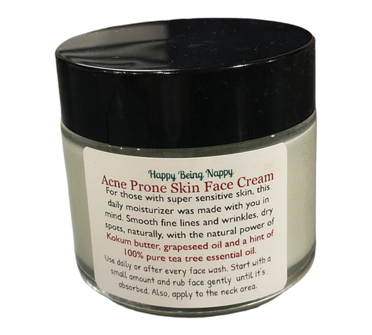 Sensitive Acne Prone Skin Face Cream (great for beards) - 2oz. Glass Jar