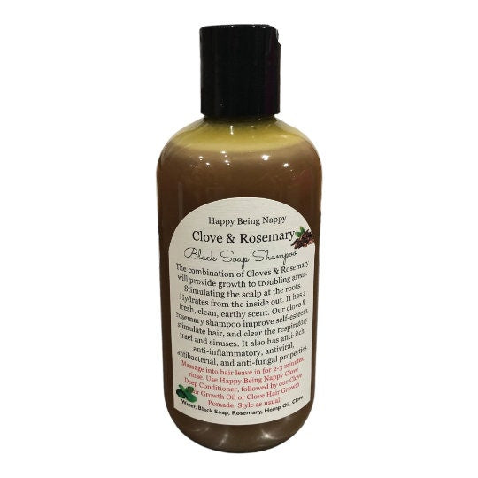 Clove & Rosemary Black Soap Shampoo - 8oz. Bottle