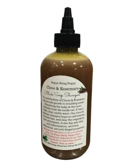 Clove & Rosemary Black Soap Shampoo - 8oz. Bottle
