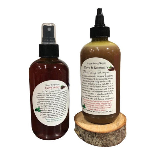 Clove & Rosemary Black Soap Shampoo + Clove Water Hair Growth Spray SET