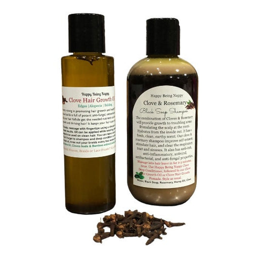 Clove Hair Growth Oil & Clove and Rosemary Black Soap Shampoo SET
