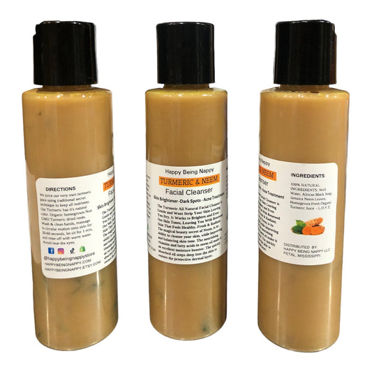 New Jamaican TURMERIC AND NEEM Facial Cleanser - Skin Brightener -Dark Spots - Acne Treatment - 8oz Bottle